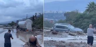 Hatay'da sağanak yağış heyelana neden oldu! Otoyol kapandı, okullar tatil edildi