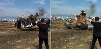 Off-road yarışında, finish çizgisini takla atarak geçti