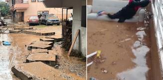 15 dakikalık yağmur ilçeyi sular altında bıraktı