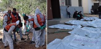 Gazze'de defnedilen cenazeler kimlik tespiti için mezarlardan çıkarılıyor Gazze'de defnedilen cenazeler kimlik tespiti için mezarlardan çıkarılıyor