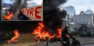 Avrupa sokakları yangın yeri! Binlerce çiftçi liderler zirvesini protesto etti