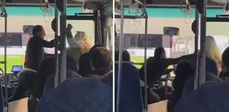 Otobüs şoförü ile kadın yolcu tekme ve yumruklarla birbirine girdi