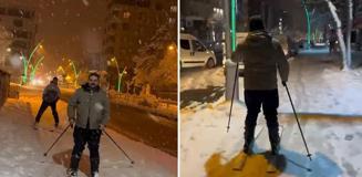 Görüntüler o ilin en işlek noktasından! Beyaz çileyi eğlenceye dönüştürdüler