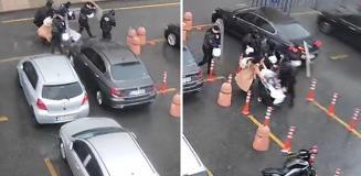 Polisler, anne ve bebeğini fırtınadan kalkanla korudu