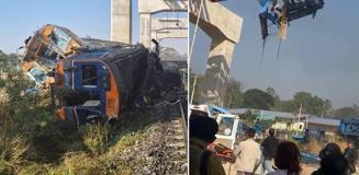 İnşaat vinci trenin üzerine devrildi! 22 kişi öldü, onlarca yaralı var