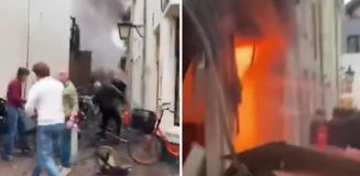 Hollanda'nın Utrecht kentinde meydana gelen patlama yangına yol açtı