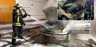 Oto tamircisinden yeni çıkardığı otomobili bir anda alev aldı
