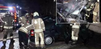 Otoparkta büyük panik! Alev alev yandı