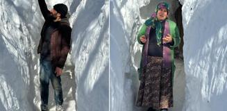 Görüntü Türkiye'den! Kar kalınlığı metreleri aştı, evlere tünelden ulaşıyorlar