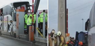 İstanbul'da korkunç kaza! Gişeye girmek isteyen araca otobüs çarptı