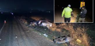 Otomobil şarampole devrildi! Bilanço ağır Otomobil şarampole devrildi! Bilanço ağır