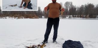 Türkiye'nin en uzun nehri dondu, üzerinde eskimo usülü balık avladılar Türkiye'nin en uzun nehri dondu, üzerinde eskimo usülü balık avladılar