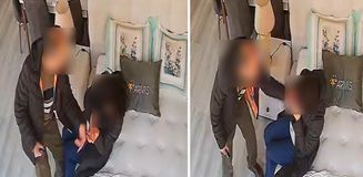 Eşini mobilya mağazasında darbetti