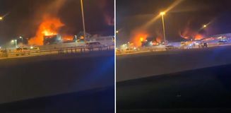 Bahreyn'deki ABD üssü alev alev yandı