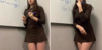 Genç öğretmen anlattığı konuyla değil kıyafetiyle gündem oldu