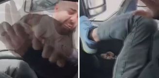 Kamyonetin yanına geldi, sürücüye camdan dehşeti yaşattı
