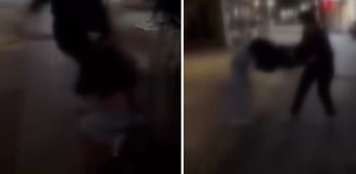Bursa'da genç kızların saç saça kavgası kamerada
