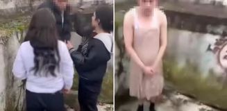 Genç kızı taciz eden adamı darbedip kadın kıyafeti giydirdiler