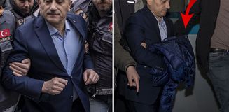 Tuncay Sonel, cezaevine götürülürken ellerini montuyla kapattı