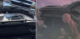Otoparktaki lüks aracı fark etmeyip üzerine çıktı! Sürücünün sözleri dikkat çekti