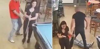 Karısını taciz eden adamı yumrukla yere serdi! İzleyenler ikiye bölündü