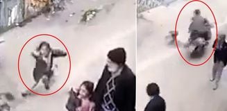 Gaziantep'te motorcunun çarptığı küçük çocuk metrelerce savruldu Gaziantep'te motorcunun çarptığı küçük çocuk metrelerce savruldu