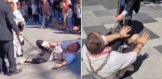 Trabzon'da dikkat çeken İsrail protestosu! Vatandaşlar şaşkınlıkla izledi