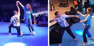 Erzurumsporlu Giorbelidze, eşiyle yaptığı dansla kutlamalara damga vurdu Erzurumsporlu Giorbelidze, eşiyle yaptığı dansla kutlamalara damga vurdu