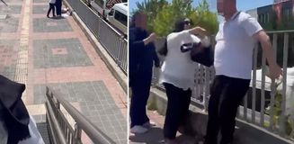 Sokak ortasında darbedilen kadının yardımına bir başka kadın koştu