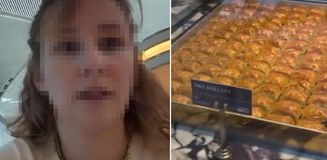Havalimanında bir dilim baklavanın fiyatını görünce şaşkına döndü Havalimanında bir dilim baklavanın fiyatını görünce şaşkına döndü