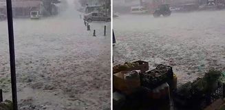 Kars'ta sağanak ve dolu, sele neden oldu Kars'ta sağanak ve dolu, sele neden oldu