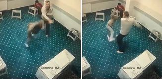 Yurtta kan donduran görüntüler! Küçücük çocuğu tekme tokat dövdü