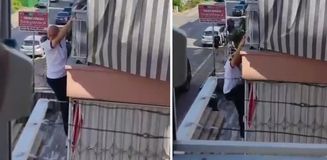 Balkon demirinde mahsur kaldı, itfaiye merdiveniyle kurtarıldı