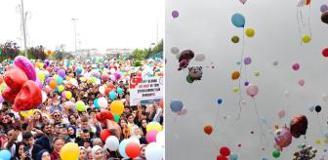 Kanseri yenen Ali Asaf için binlerce balon gökyüzüne bırakıldı