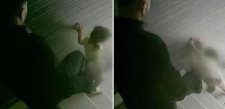 Öz evladına merdivenlerde tekme atan sözde baba gözaltına alındı