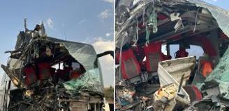 Otobüs tıra arkadan çarptı, çok sayıda yaralı var