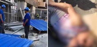 Rüzgarda savrulan demir pano, kadına çarptı