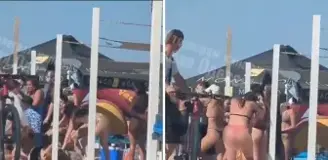 Kadınlar yasaklı Rusça şarkı yüzünden plajda saç başa kavga etti