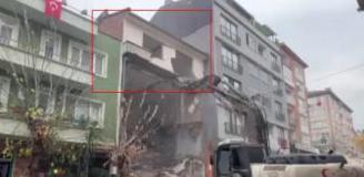 Böyle yıkım görülmedi! 4 katlı binanın en üst katı ayakta kaldı