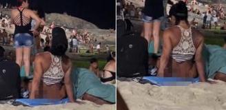 Plajda çocukların önünde uygunsuz görüntüler