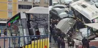 İETT otobüsü otoparka daldı