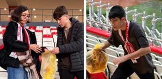 Antalya'da 80 öğrenci Samsunspor maçının ardından tribünü temizledi