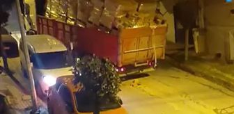 Aşırı yüklü kamyon kayarak iki aracı biçti; o anlar kamerada