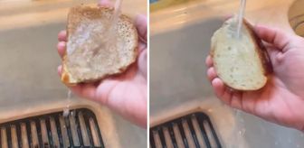 Marketten alınan ekmeği suya tuttu! Çıkan sonuç tüyler ürpertici