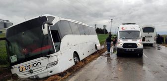 1 Mayıs kutlamalarına giden işçileri taşıyan otobüs yoldan çıktı; 1 yaralı