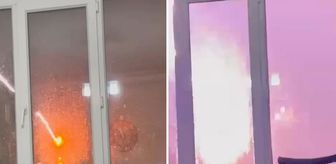 Diyarbakır’da 4 katlı binaya yıldırım düştü; o anlar kamerada