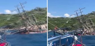 Marmaris’te batan tur teknesinin suya gömülme anları ortaya çıktı