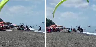 Plajda kontrolden çıkan motorlu paraşüt kalabalığa daldı: 3 yaralı