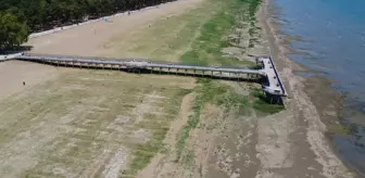 İznik Gölü'nde bir dönem deniz otobüsünün yanaştığı iskele karada kaldı
