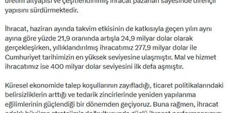 Cevdet Yılmaz: Güçlü ihracat performansımızı sürdürüyoruz